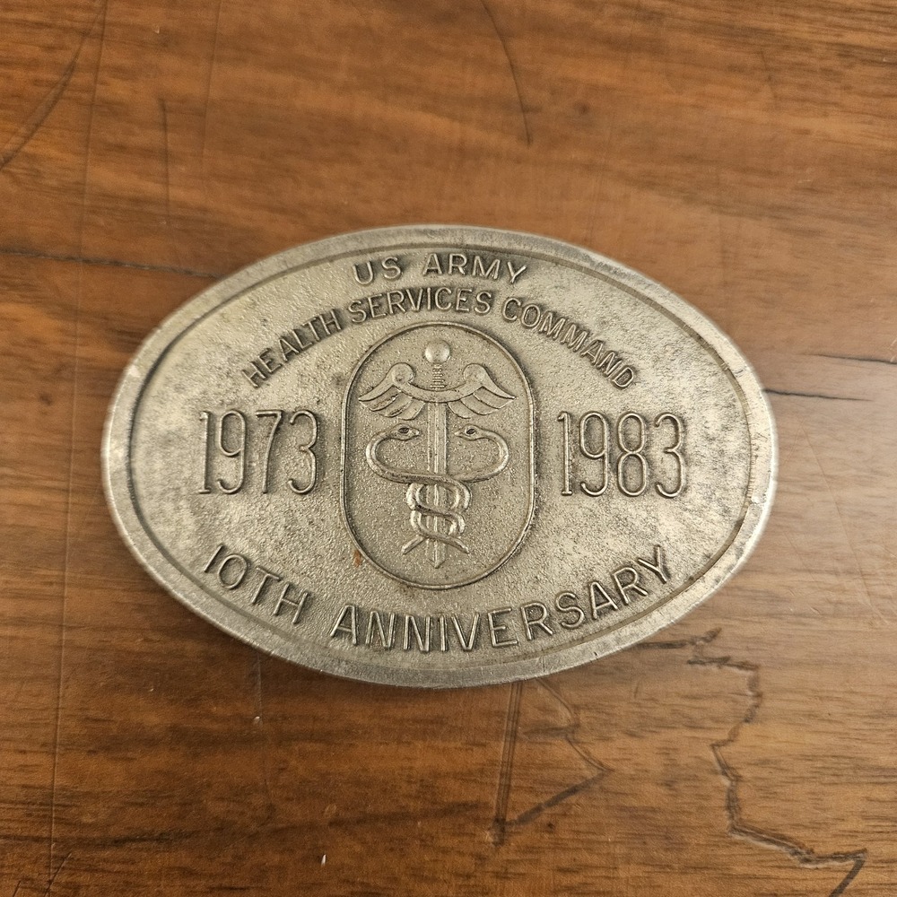Vintage 1983 US Army‎ Health Service Command 10th Anniversary Belt Buckle